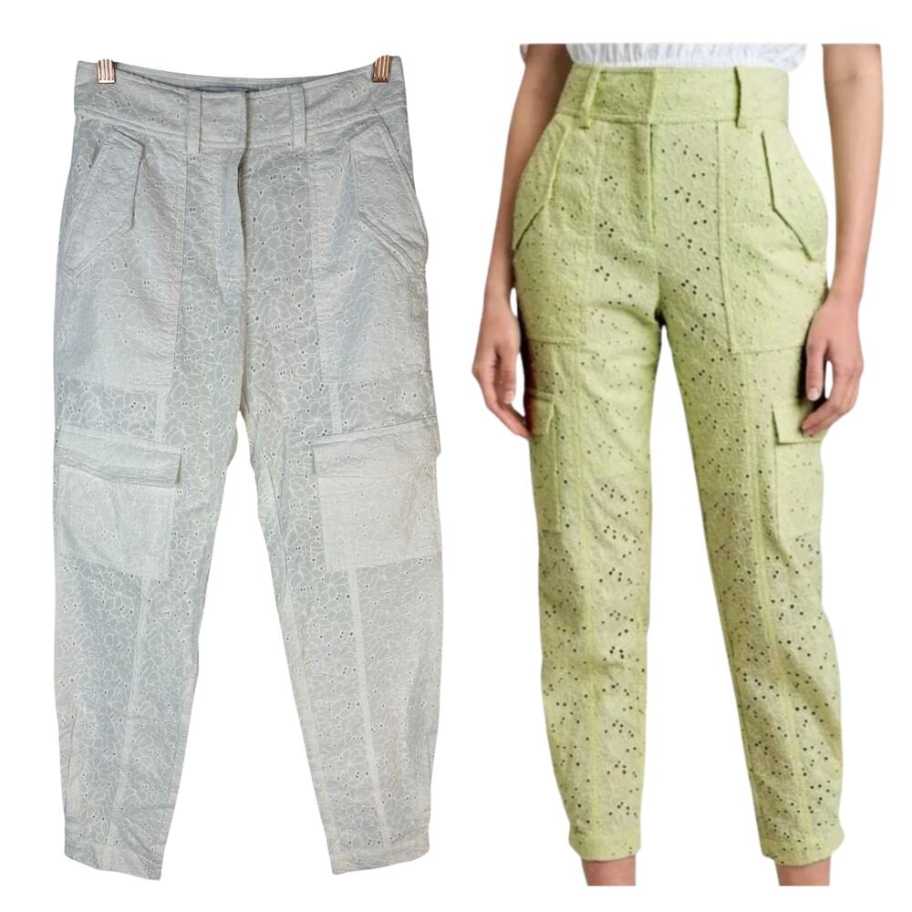 Derek Lam 10 Crosby Mila Cargo Pants Eyelet Floral Office Preppy Casual Work 0